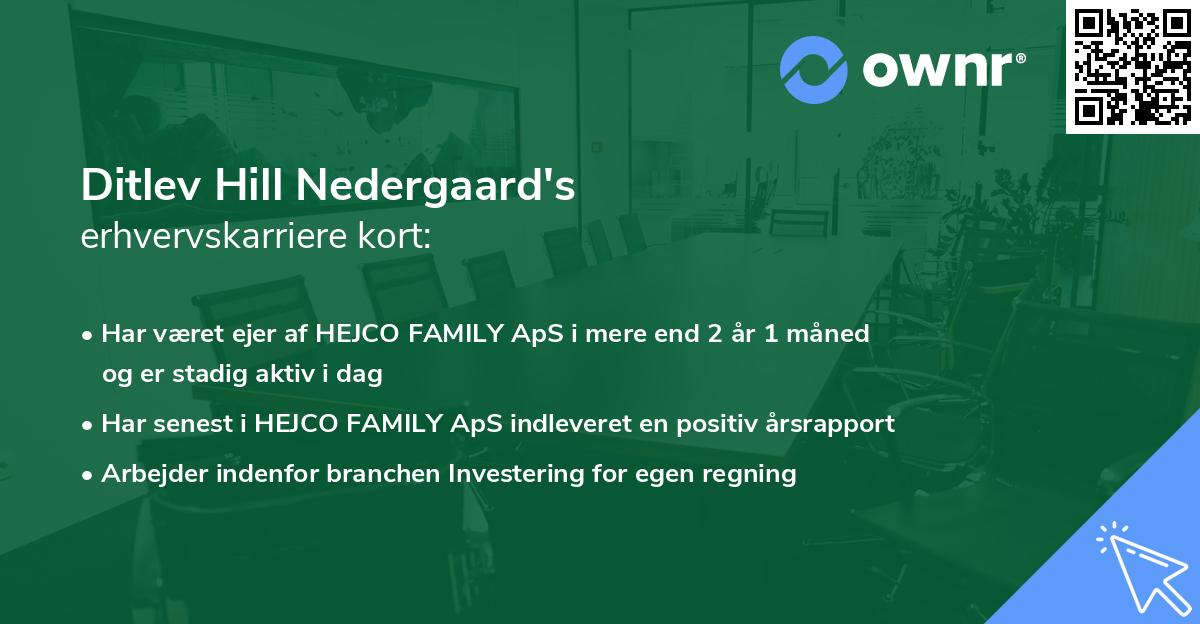 Ditlev Hill Nedergaard's erhvervskarriere kort