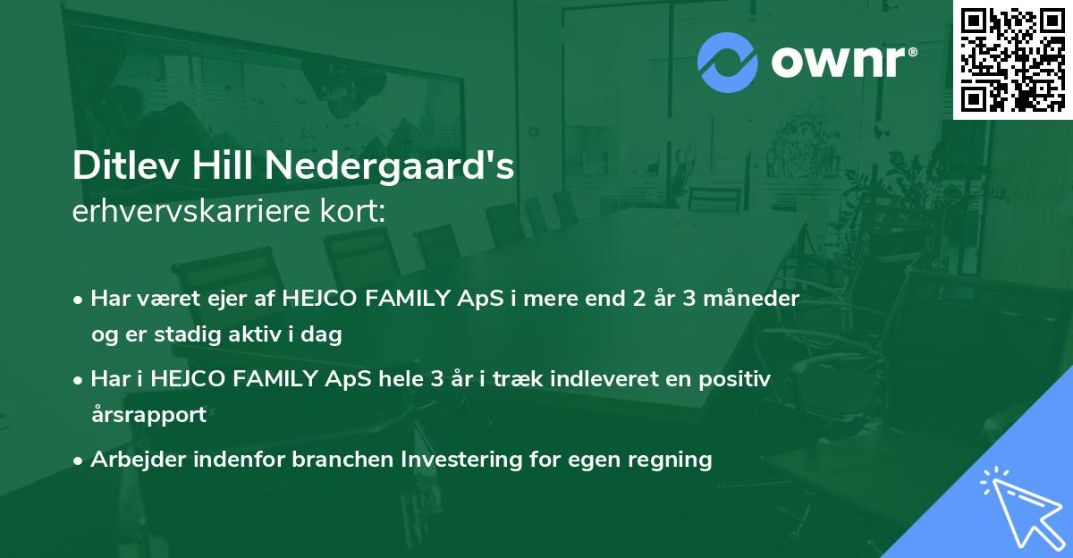 Ditlev Hill Nedergaard's erhvervskarriere kort