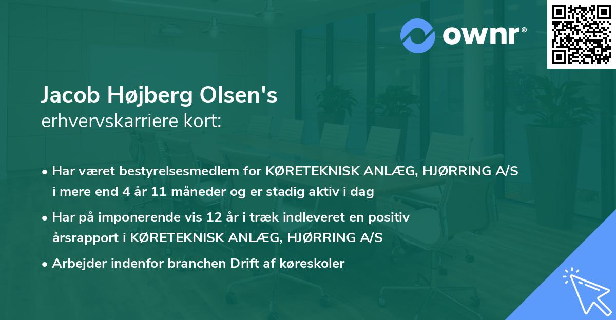 Jacob Højberg Olsen's erhvervskarriere kort