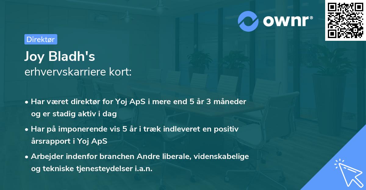Joy Bladh's erhvervskarriere kort
