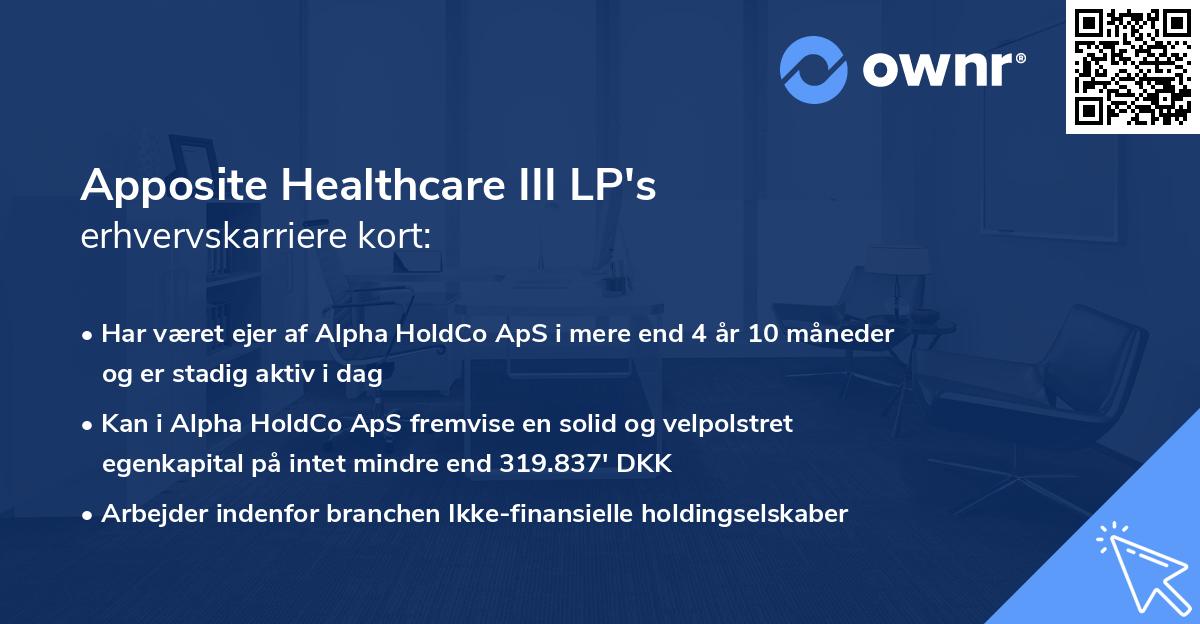 Apposite Healthcare III LP's erhvervskarriere kort