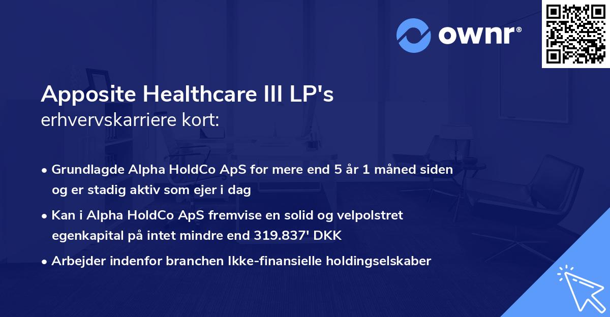 Apposite Healthcare III LP's erhvervskarriere kort