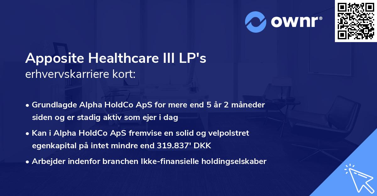 Apposite Healthcare III LP's erhvervskarriere kort