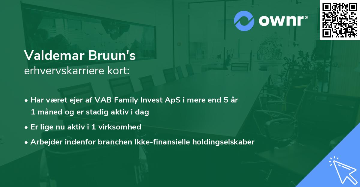Valdemar Bruun's erhvervskarriere kort