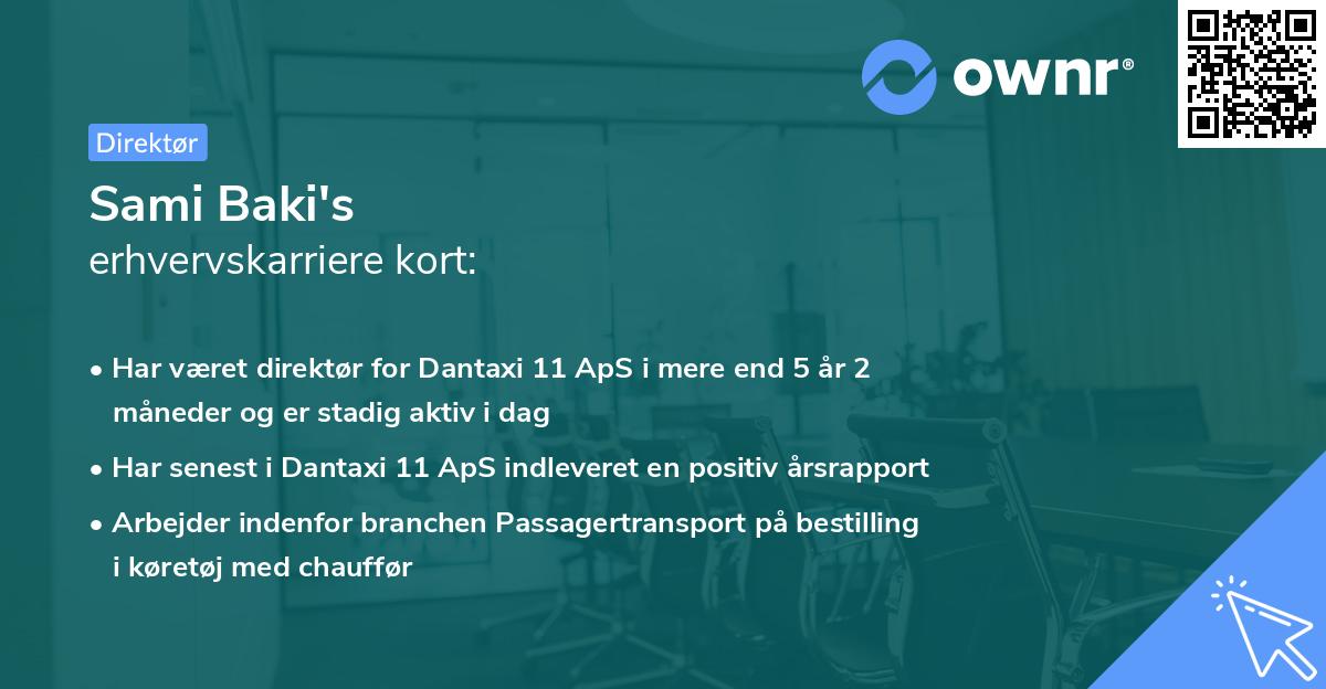 Sami Baki's erhvervskarriere kort