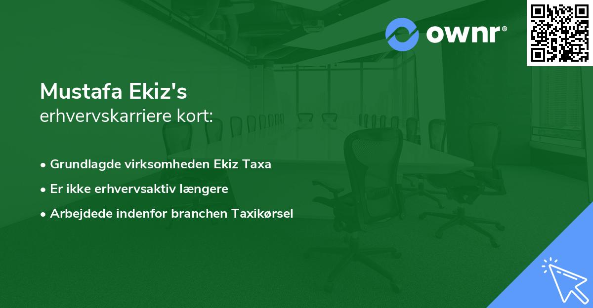 Mustafa Ekiz's erhvervskarriere kort