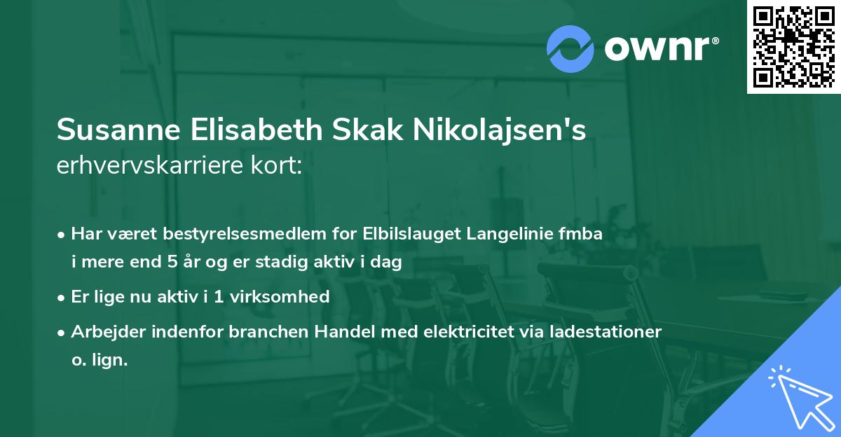 Susanne Elisabeth Skak Nikolajsen's erhvervskarriere kort