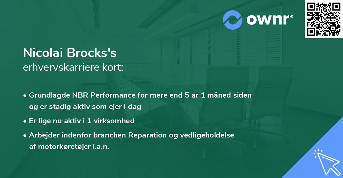 Nicolai Brocks's erhvervskarriere kort