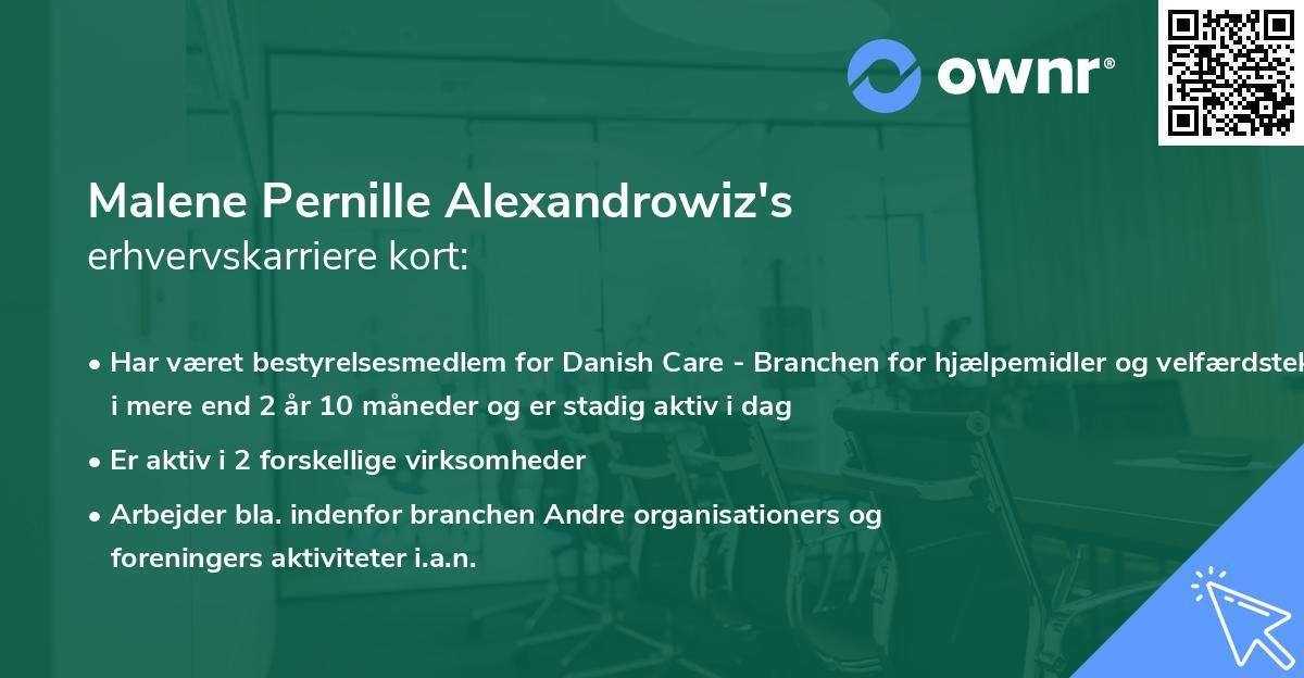Malene Pernille Alexandrowiz's erhvervskarriere kort