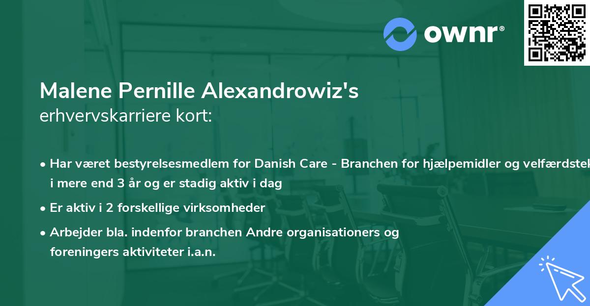 Malene Pernille Alexandrowiz's erhvervskarriere kort