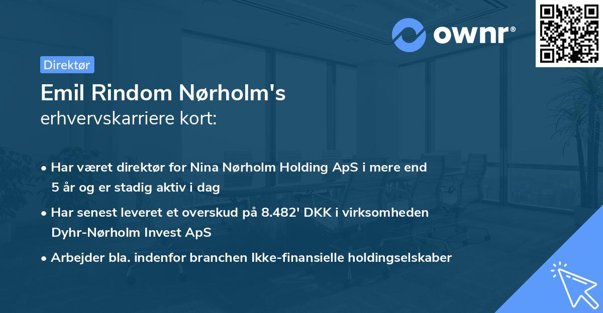 Emil Rindom Nørholm's erhvervskarriere kort