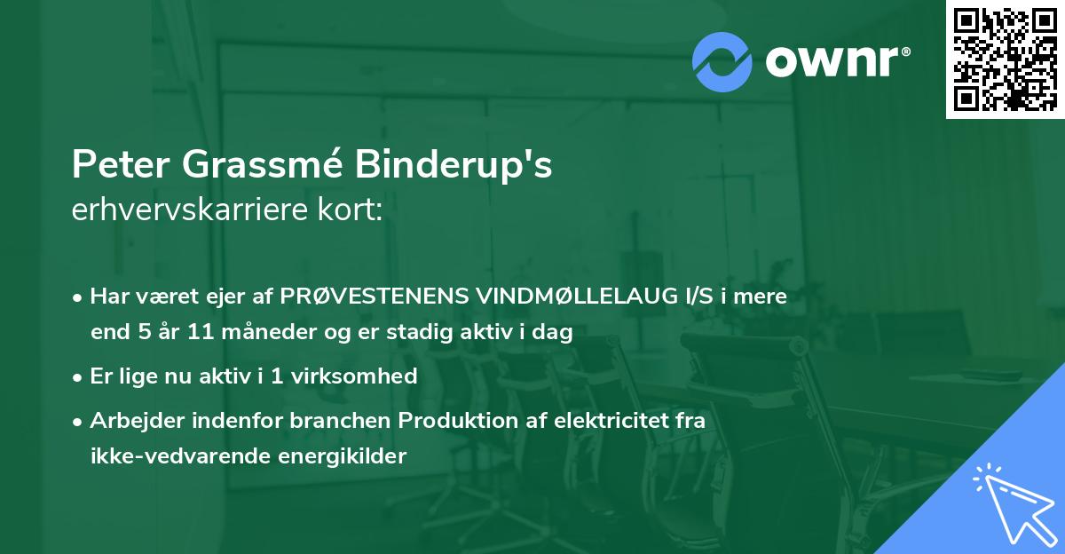 Peter Grassmé Binderup's erhvervskarriere kort