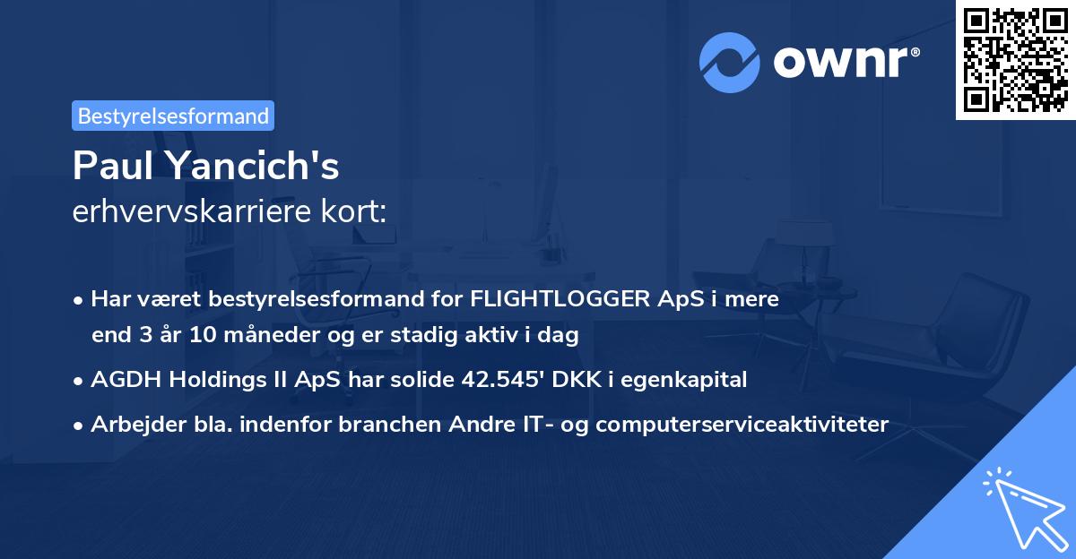 Paul Yancich's erhvervskarriere kort