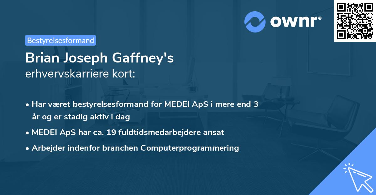 Brian Joseph Gaffney's erhvervskarriere kort