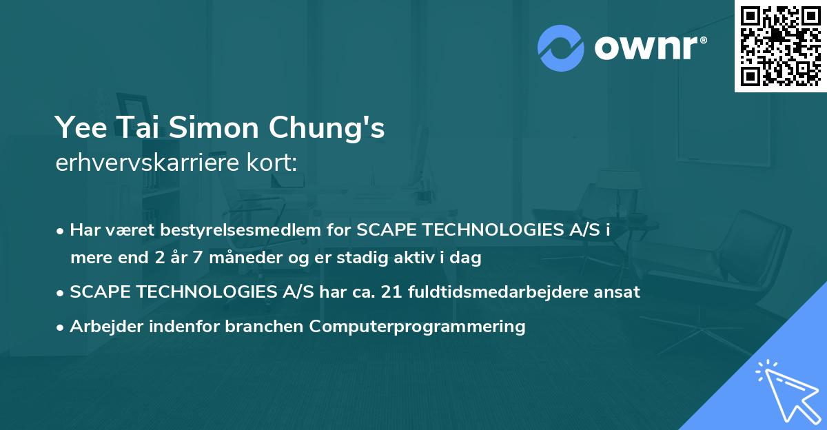 Yee Tai Simon Chung's erhvervskarriere kort