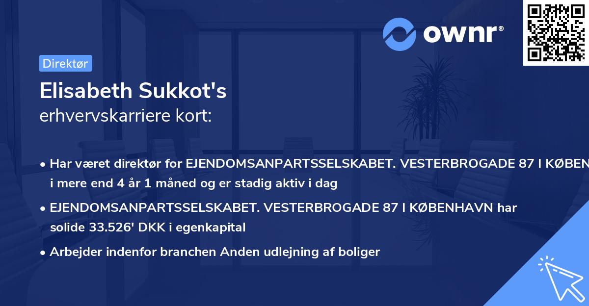 Elisabeth Sukkot's erhvervskarriere kort