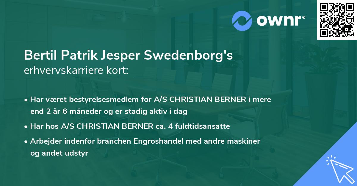 Bertil Patrik Jesper Swedenborg's erhvervskarriere kort