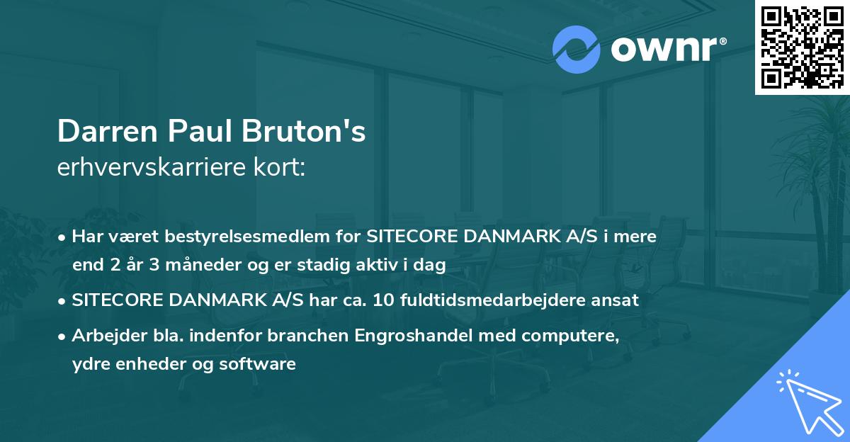 Darren Paul Bruton's erhvervskarriere kort