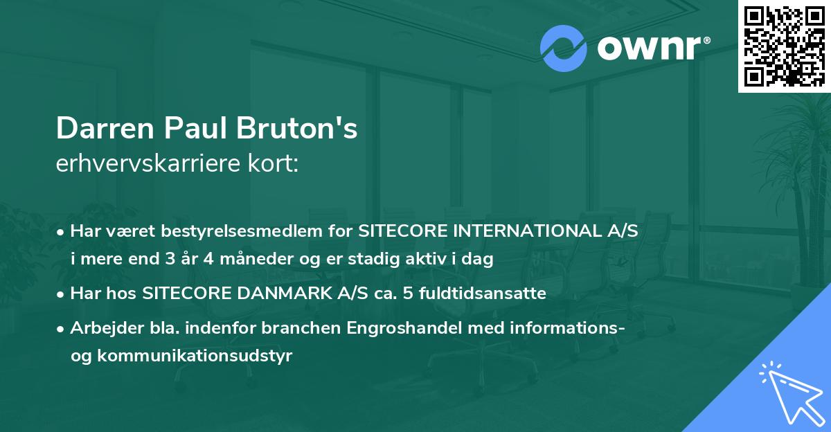 Darren Paul Bruton's erhvervskarriere kort