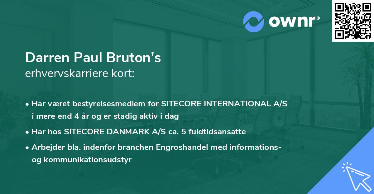 Darren Paul Bruton's erhvervskarriere kort
