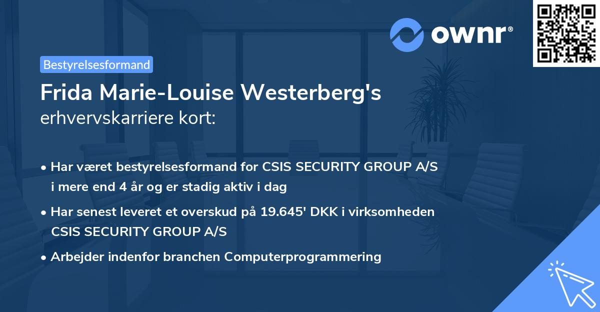 Frida Marie-Louise Westerberg's erhvervskarriere kort