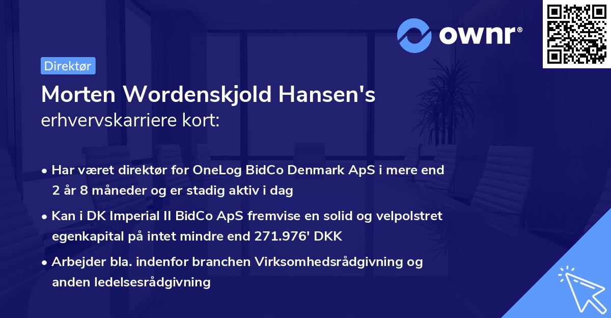 Morten Wordenskjold Hansen's erhvervskarriere kort