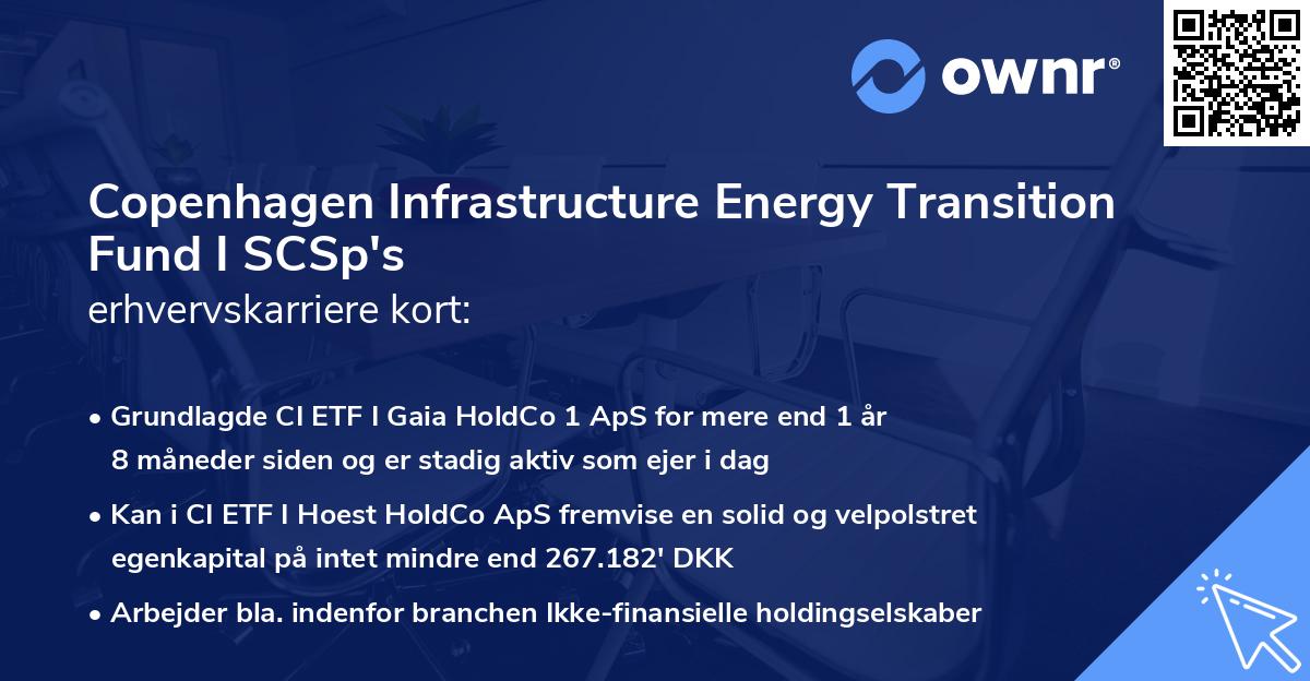 Copenhagen Infrastructure Energy Transition Fund I SCSp's erhvervskarriere kort