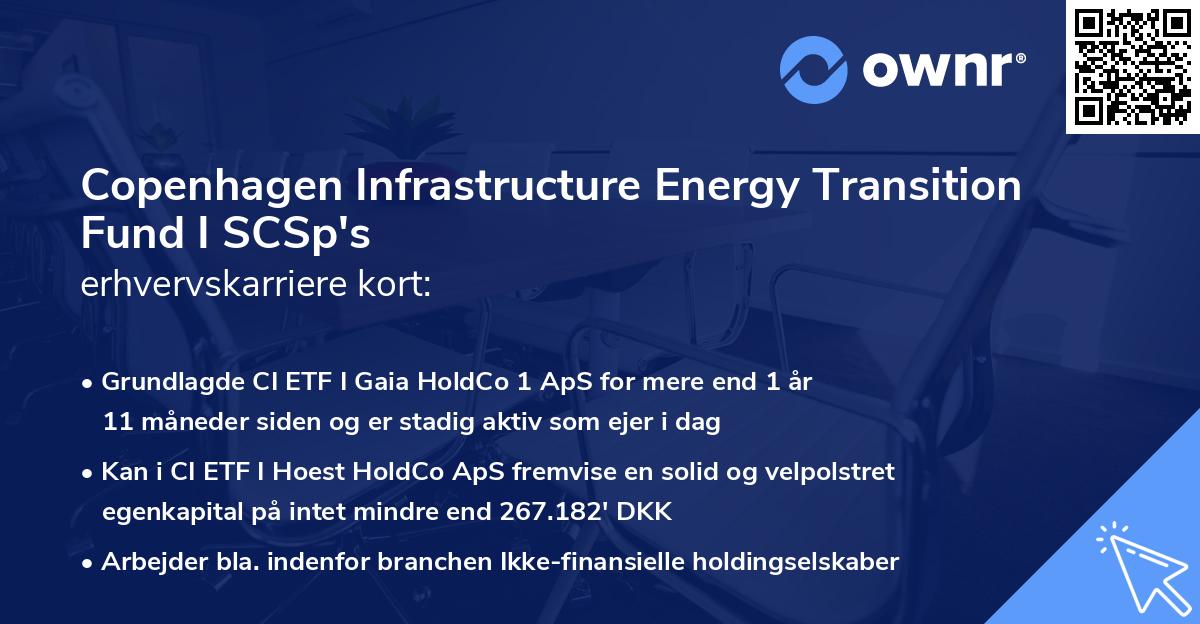 Copenhagen Infrastructure Energy Transition Fund I SCSp's erhvervskarriere kort