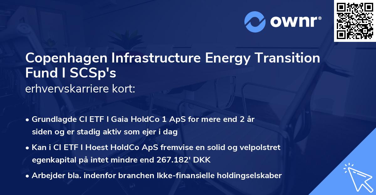 Copenhagen Infrastructure Energy Transition Fund I SCSp's erhvervskarriere kort