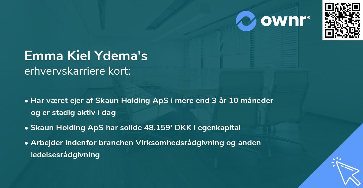 Emma Kiel Ydema's erhvervskarriere kort