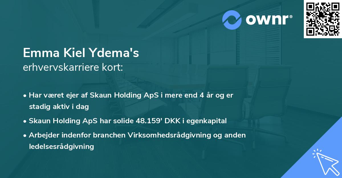 Emma Kiel Ydema's erhvervskarriere kort