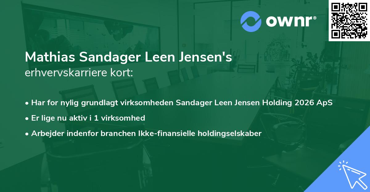 Mathias Sandager Leen Jensen's erhvervskarriere kort