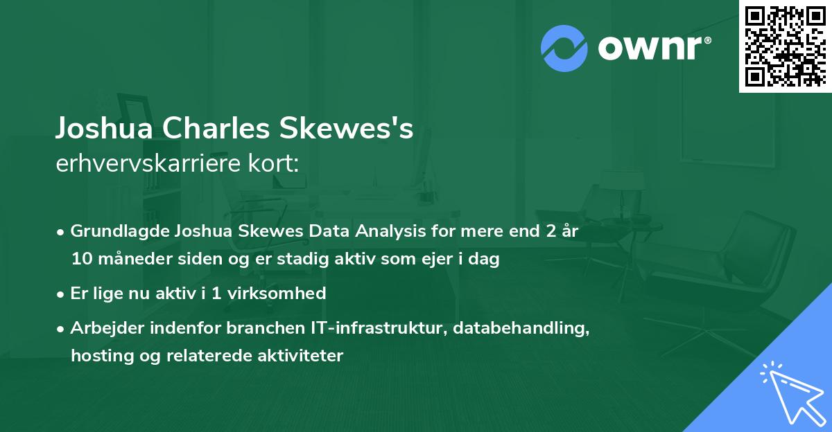Joshua Charles Skewes's erhvervskarriere kort