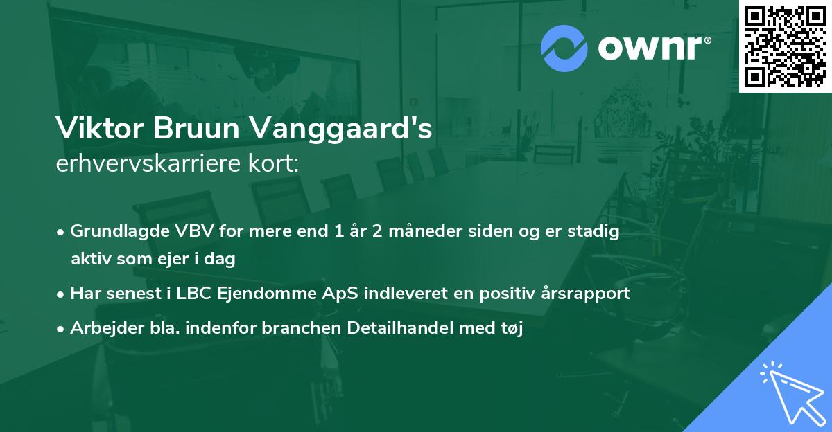 Viktor Bruun Vanggaard's erhvervskarriere kort