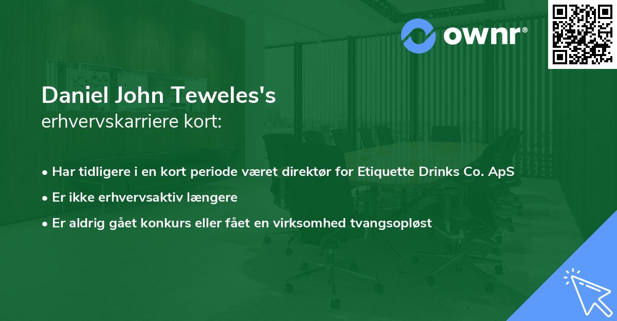 Daniel John Teweles's erhvervskarriere kort