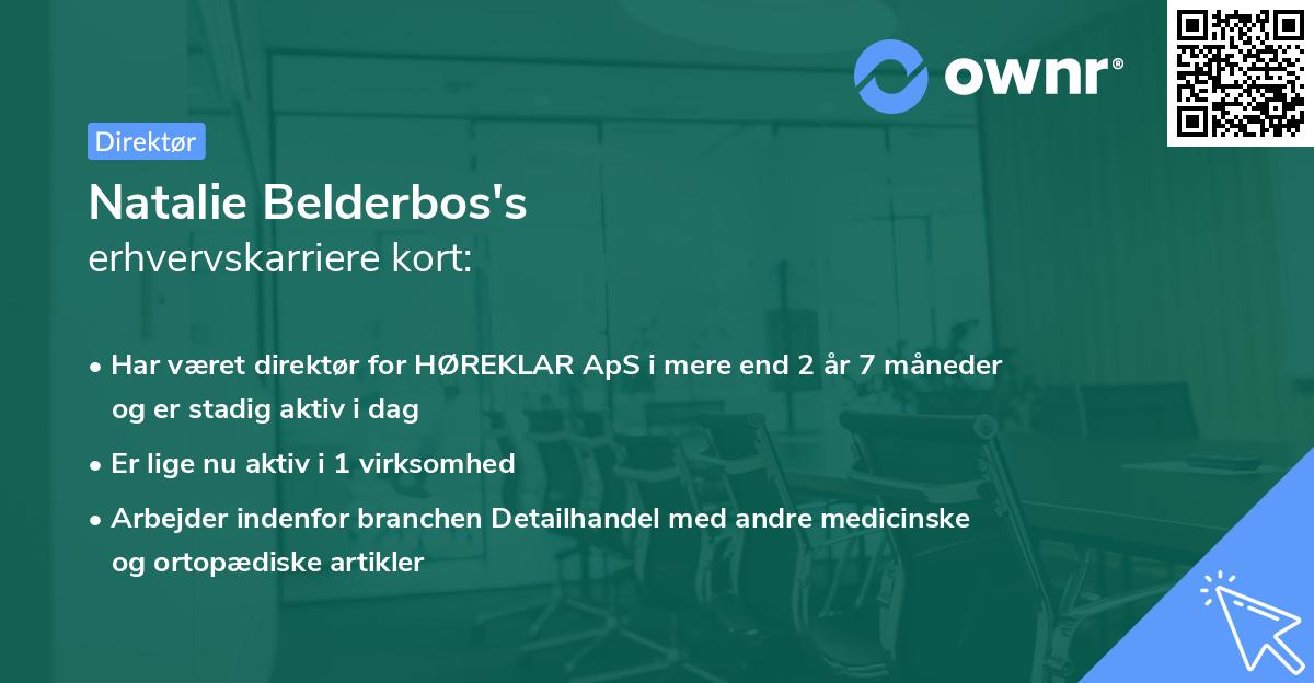 Natalie Belderbos's erhvervskarriere kort