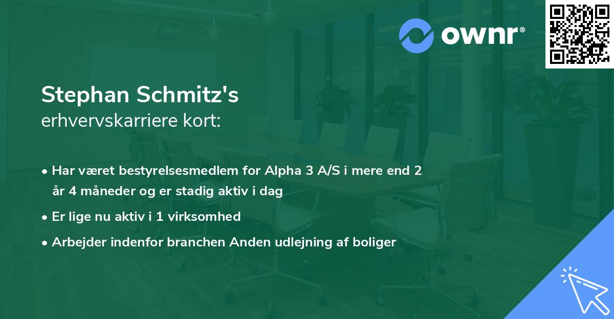 Stephan Schmitz's erhvervskarriere kort