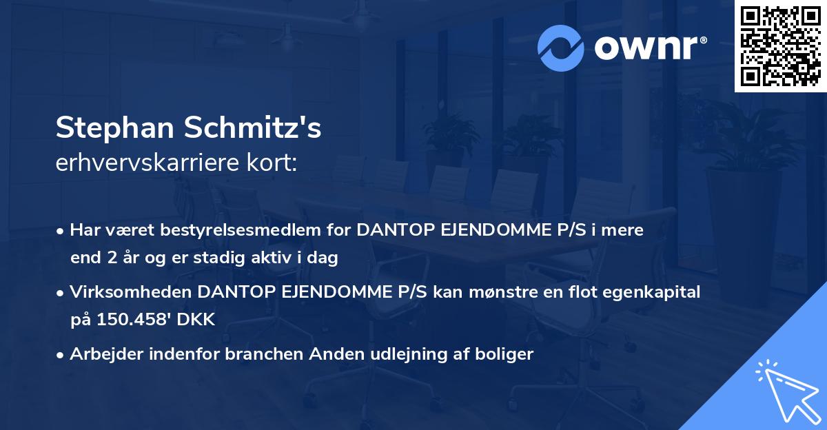 Stephan Schmitz's erhvervskarriere kort