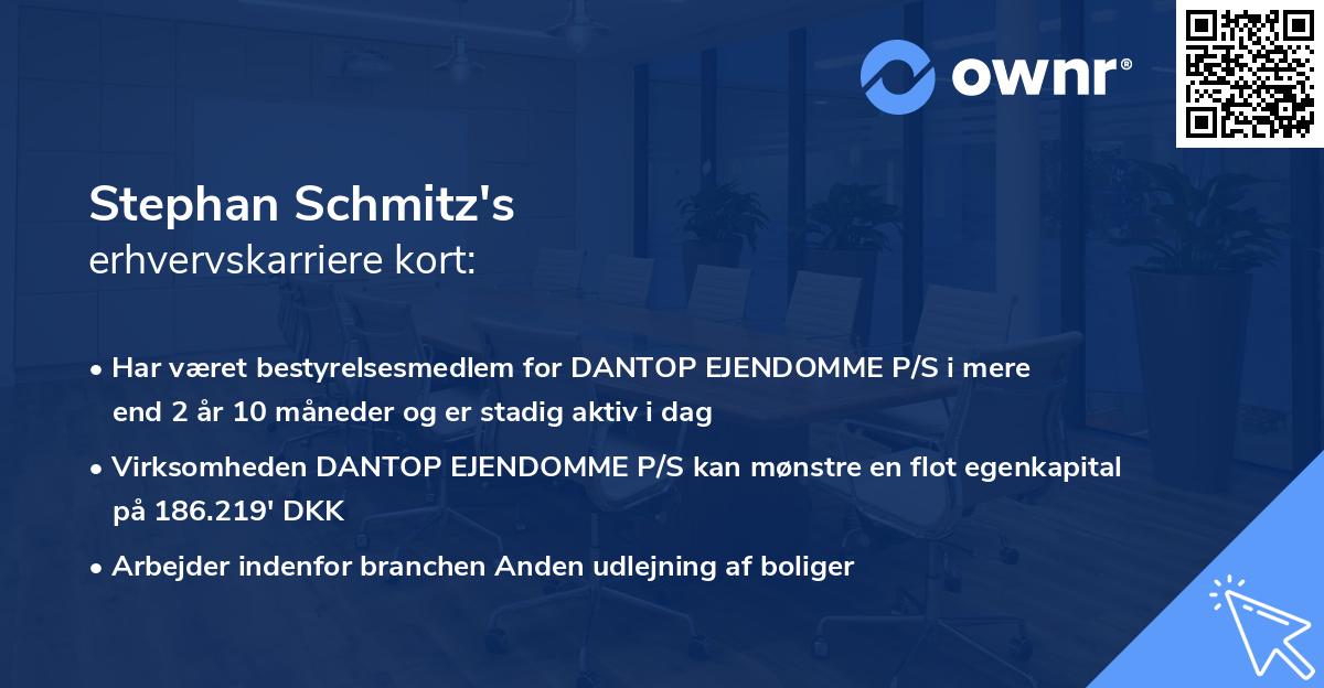 Stephan Schmitz's erhvervskarriere kort