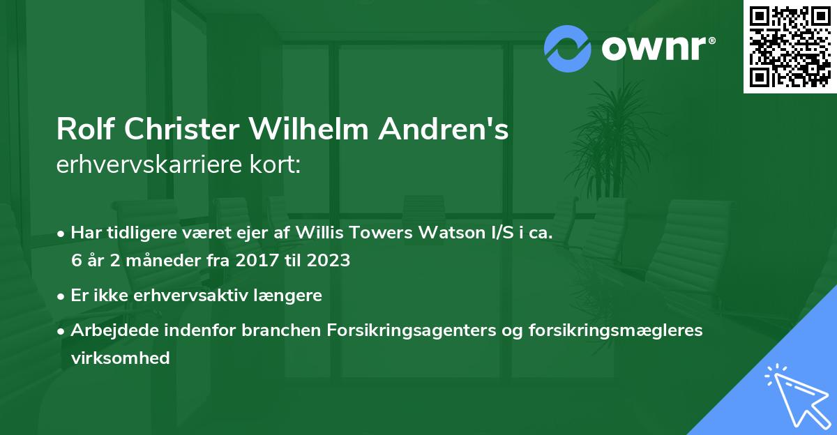 Rolf Christer Wilhelm Andren's erhvervskarriere kort