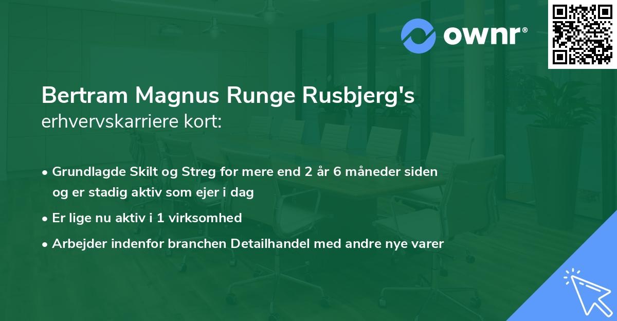 Bertram Magnus Runge Rusbjerg's erhvervskarriere kort