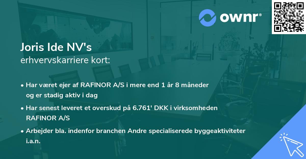 Joris Ide NV's erhvervskarriere kort