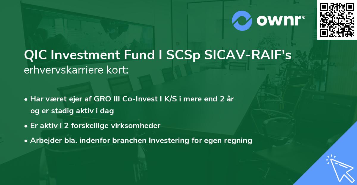 QIC Investment Fund I SCSp SICAV-RAIF's erhvervskarriere kort