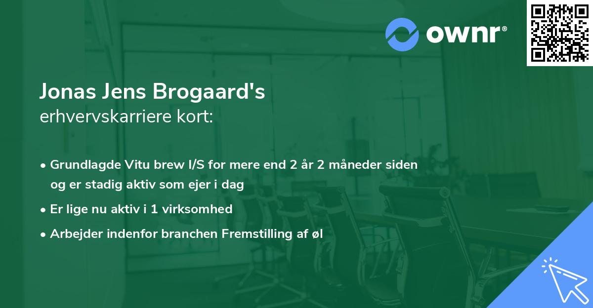 Jonas Jens Brogaard's erhvervskarriere kort