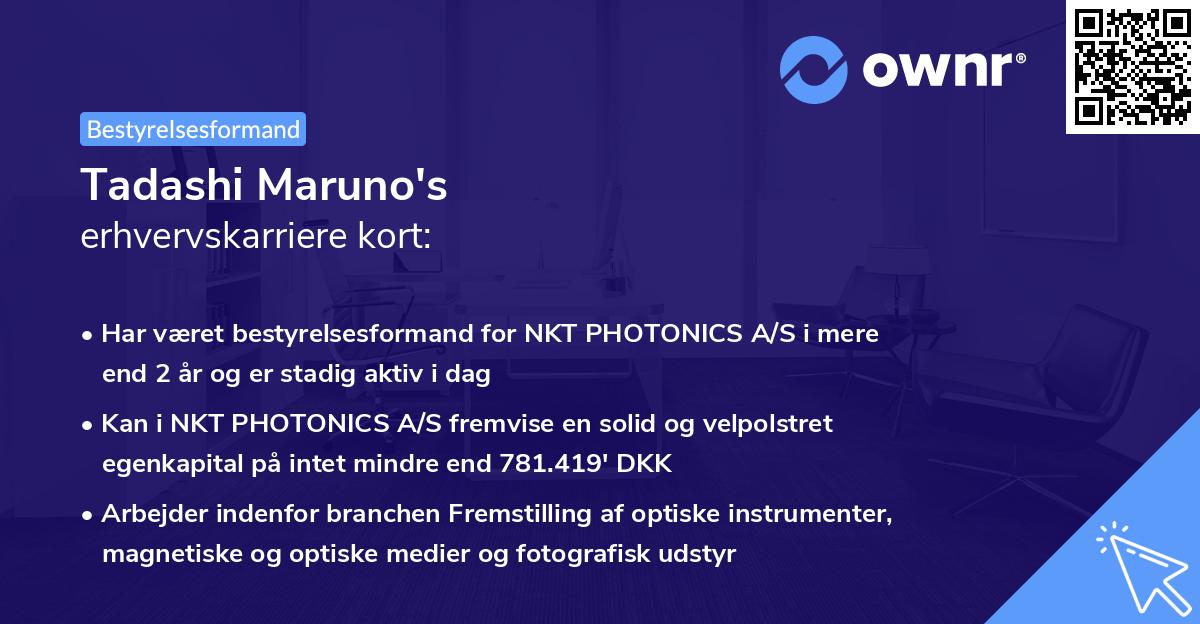 Tadashi Maruno's erhvervskarriere kort