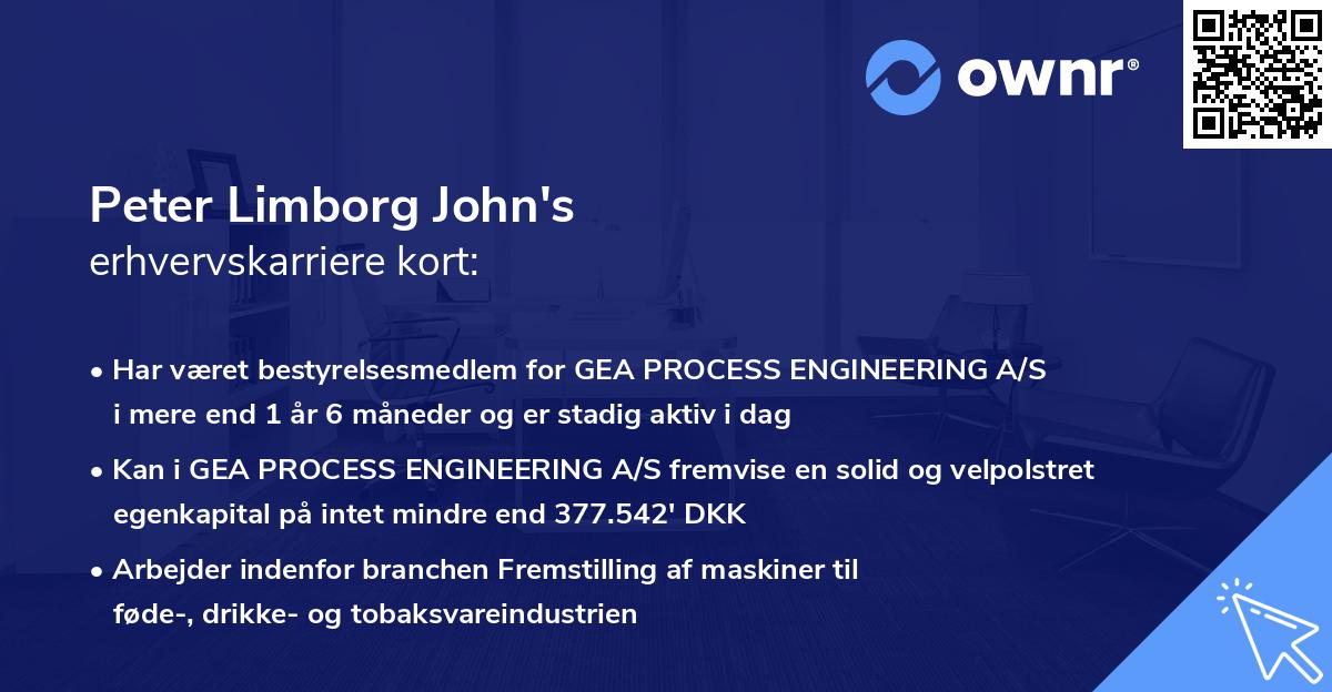 Peter Limborg John's erhvervskarriere kort