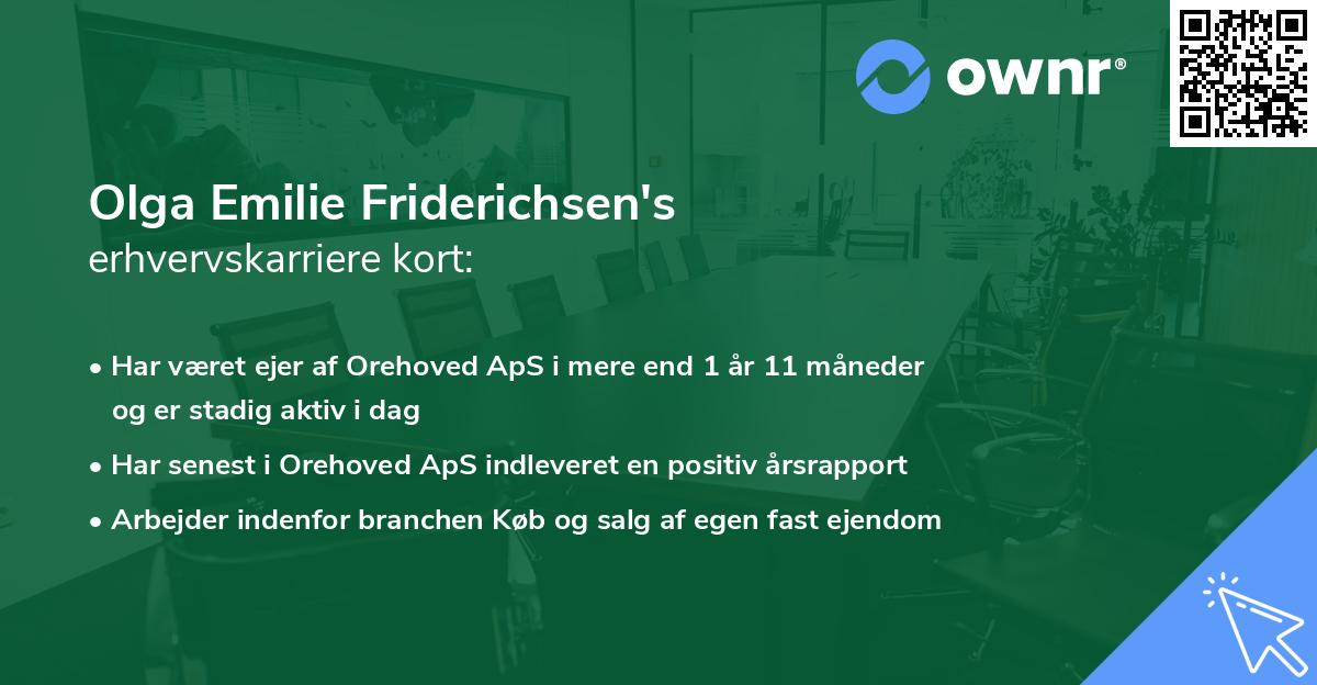 Olga Emilie Friderichsen's erhvervskarriere kort