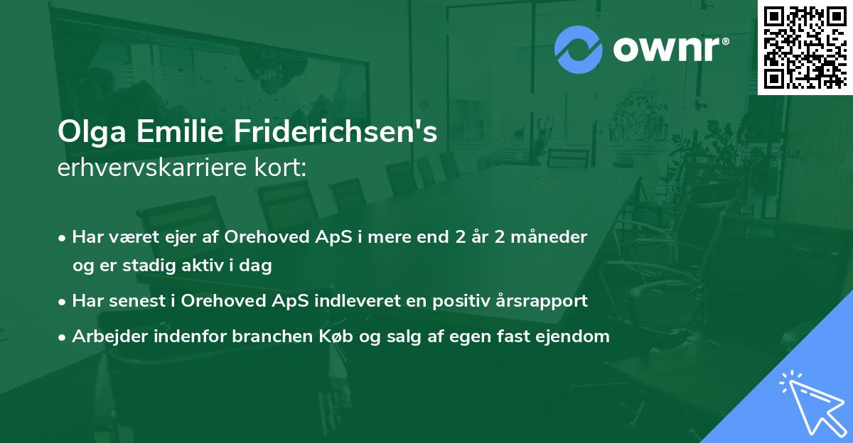 Olga Emilie Friderichsen's erhvervskarriere kort