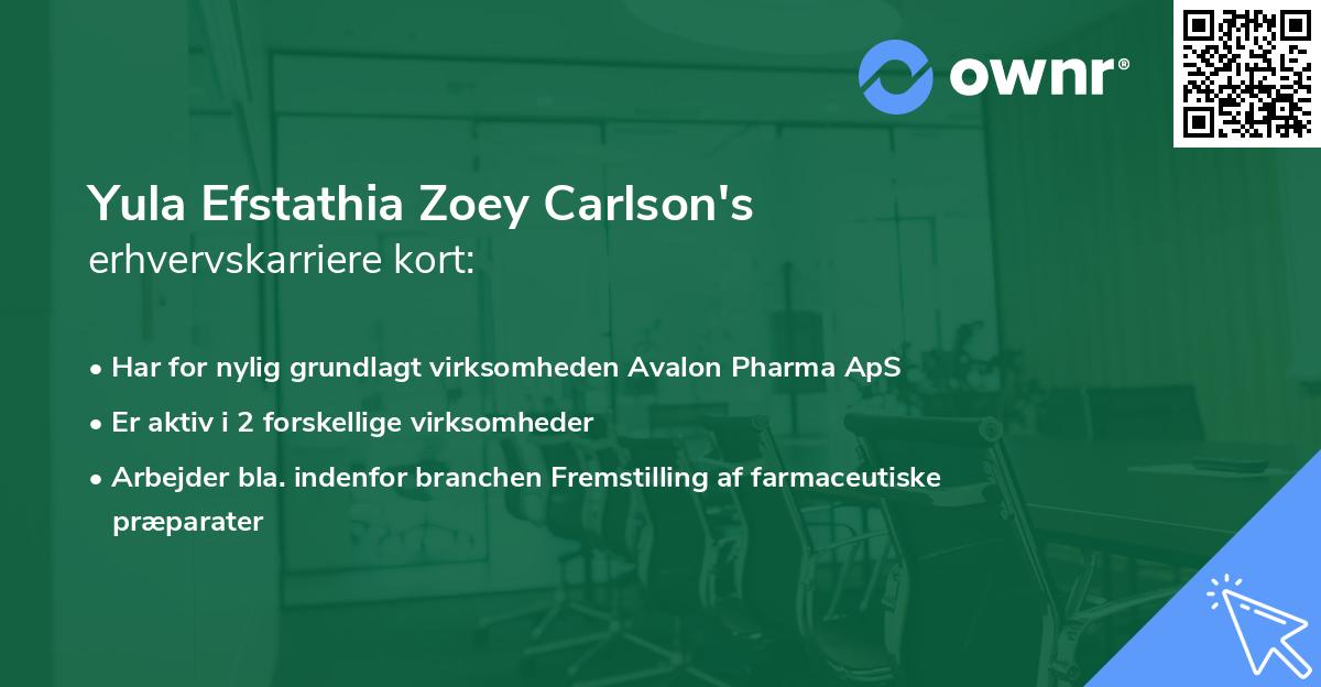 Yula Efstathia Zoey Carlson's erhvervskarriere kort