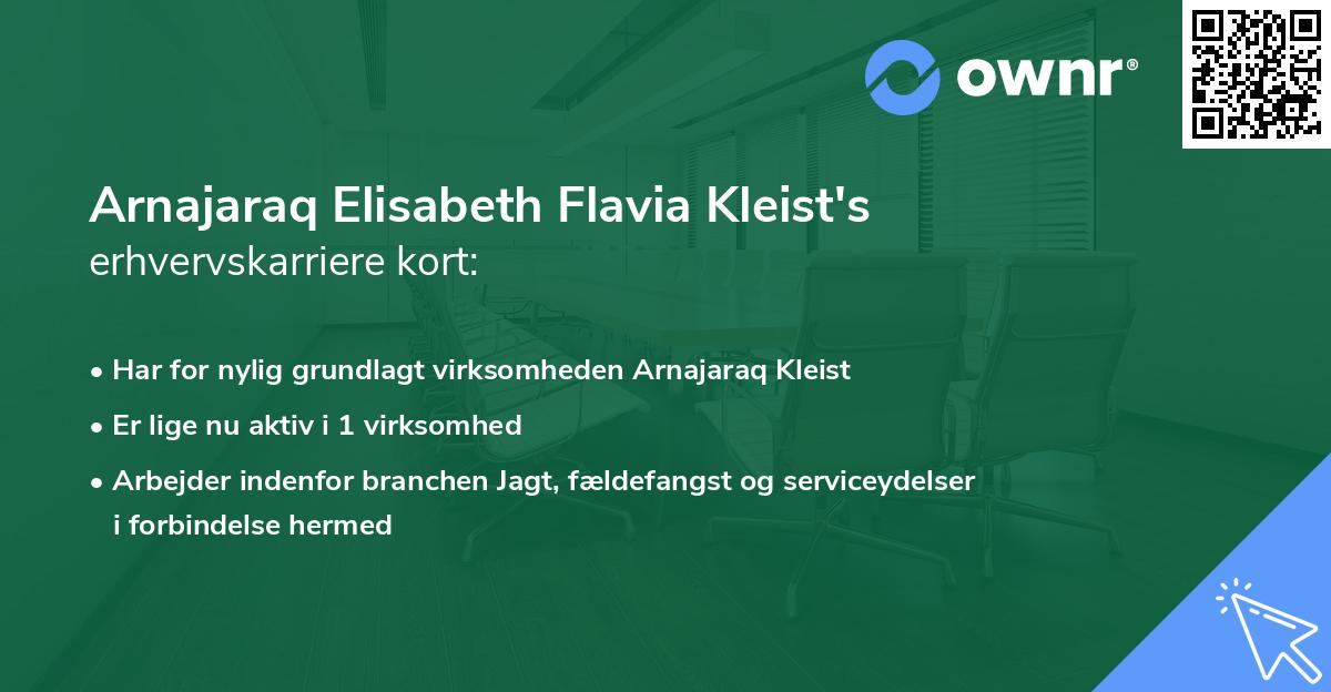 Arnajaraq Elisabeth Flavia Kleist's erhvervskarriere kort